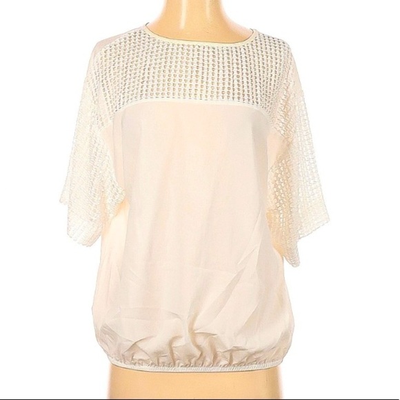 Catherine Malandrino white short sleeve elastic bottom blouse small - Picture 1 of 8